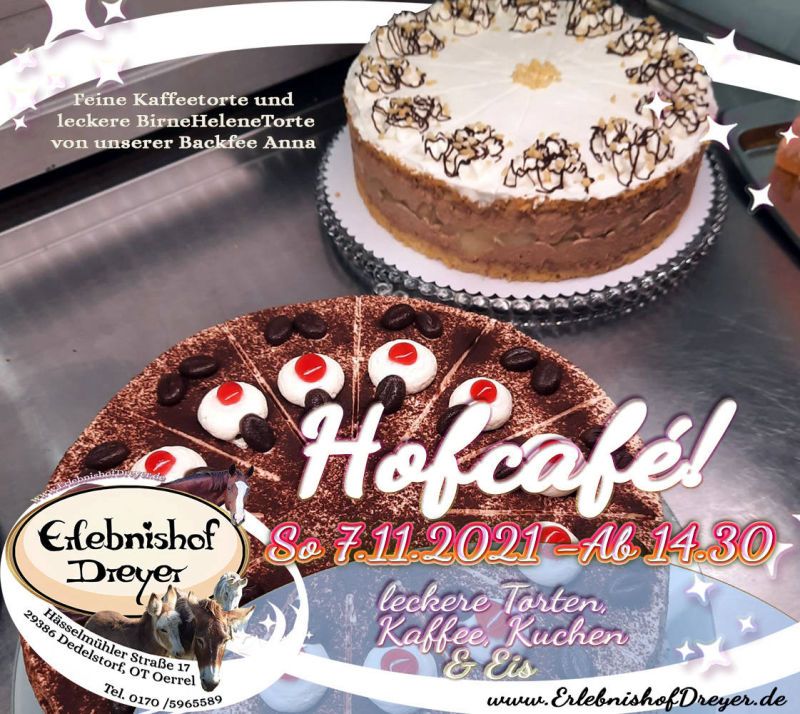 Erlebnishof Dreyer - Hofcafé Kaffeetorte und Birne Helene Torte